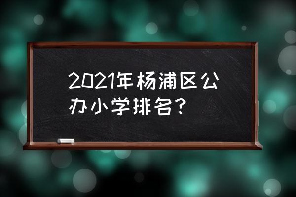 民办打虎山路第一小学 2021年杨浦区公办小学排名？