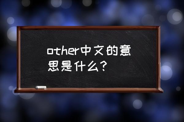 other是什么意思译 other中文的意思是什么?