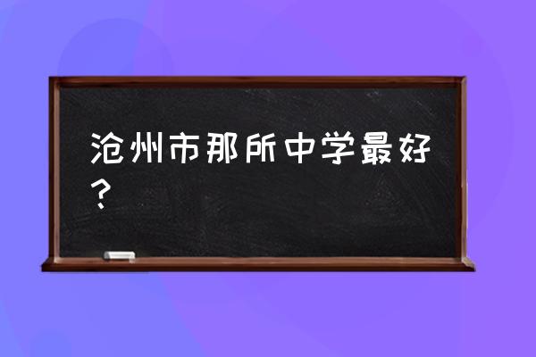 沧州市第二中学属于哪个区 沧州市那所中学最好？